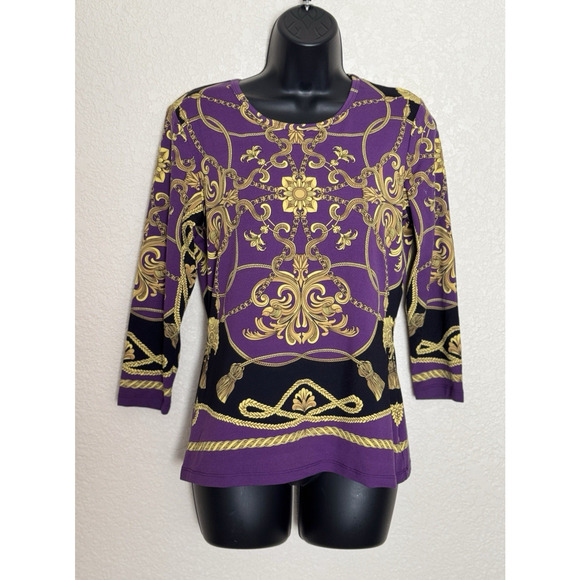 J. McLaughlin Top Catalina Cloth T Shirt Equestrian Old Money Preppy Size Small - Picture 1 of 7